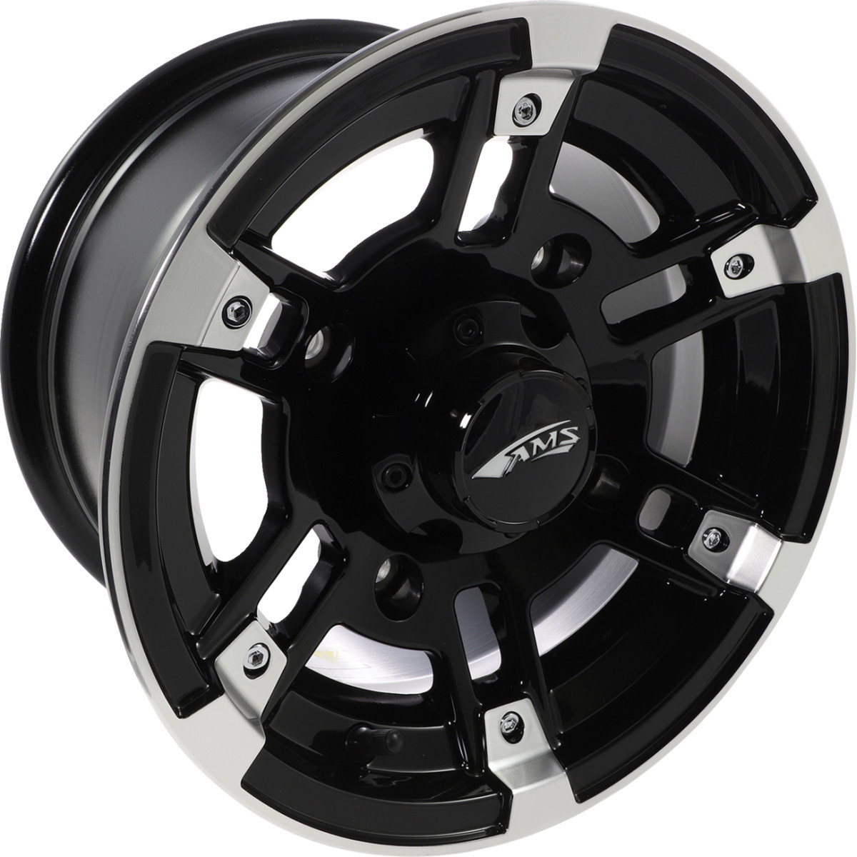 AMS #2748-031AB - Wheel - Roll'n 104 - Front/Rear - Machined Black - 12x7 - 4/156 - 4+3