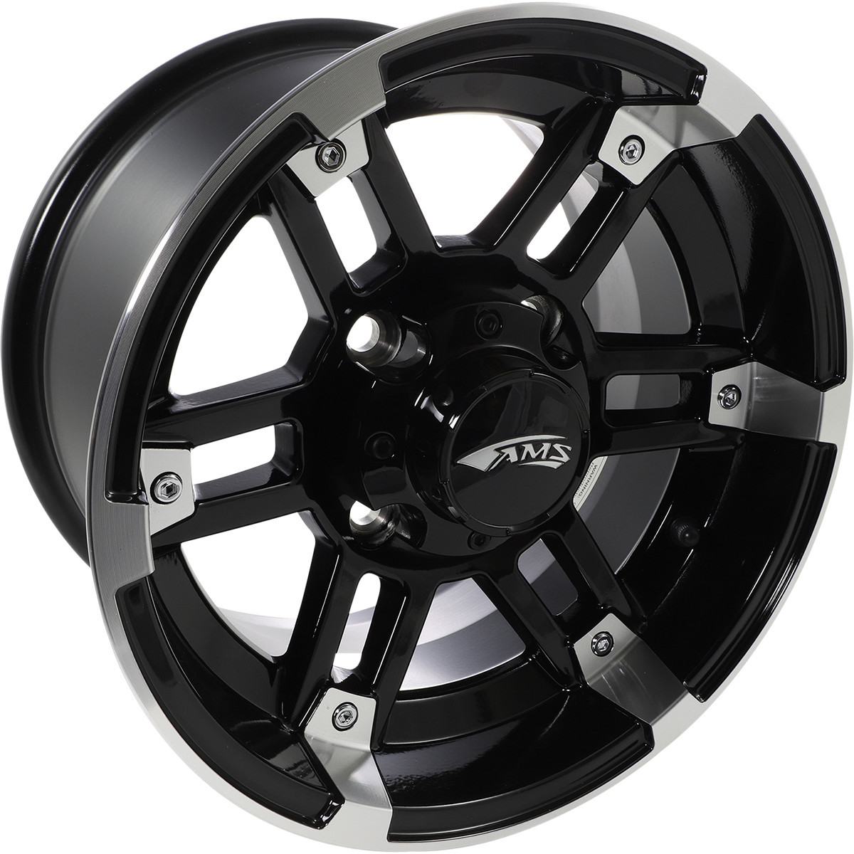 AMS #2709-031AB - Wheel - Roll'n 104 - Front/Rear - Machined Black - 12x7 - 4/110 - 5+2