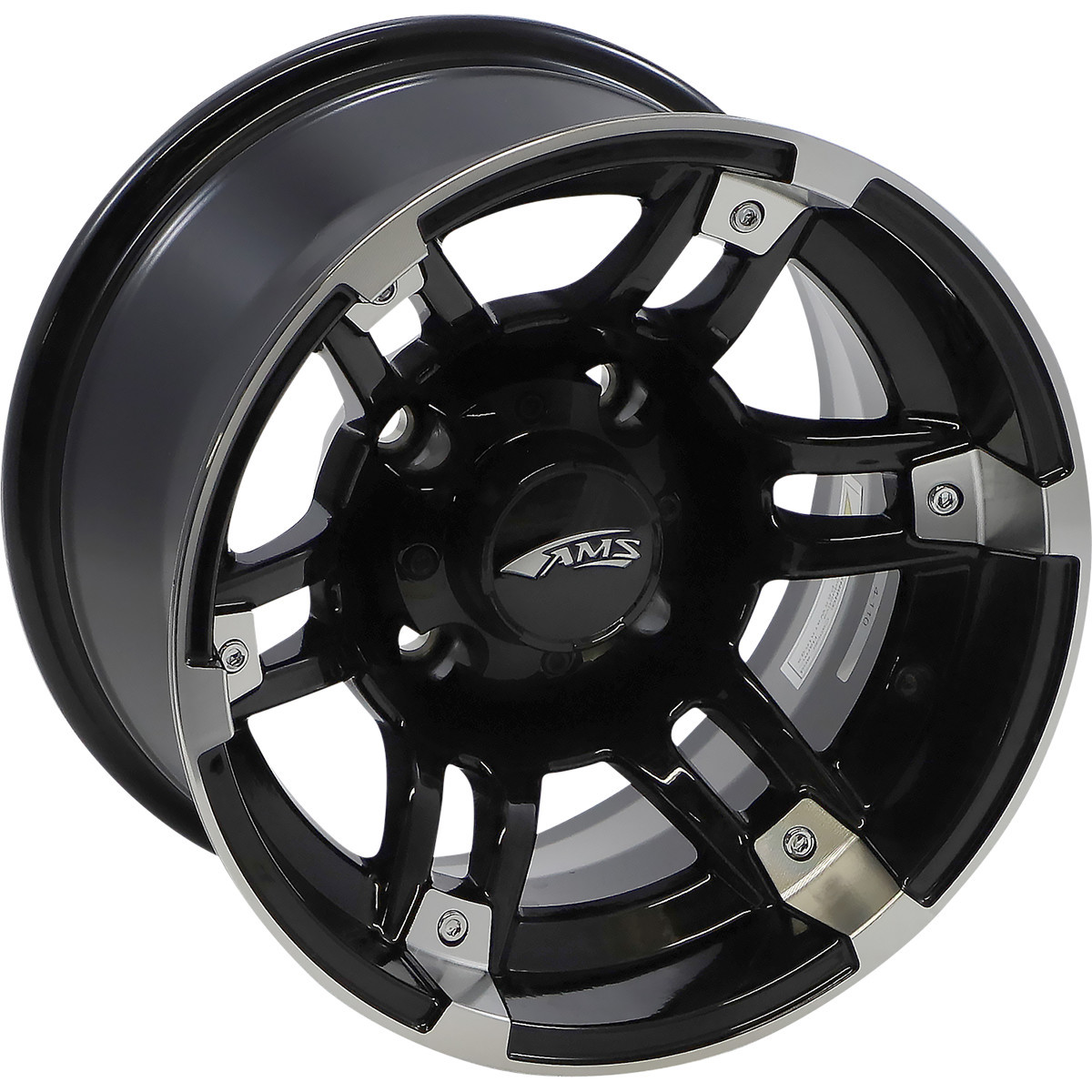 AMS #2744-031AB - Wheel - Roll'n 104 - Rear - Machined Black - 12x7 - 4/110 - 2+5