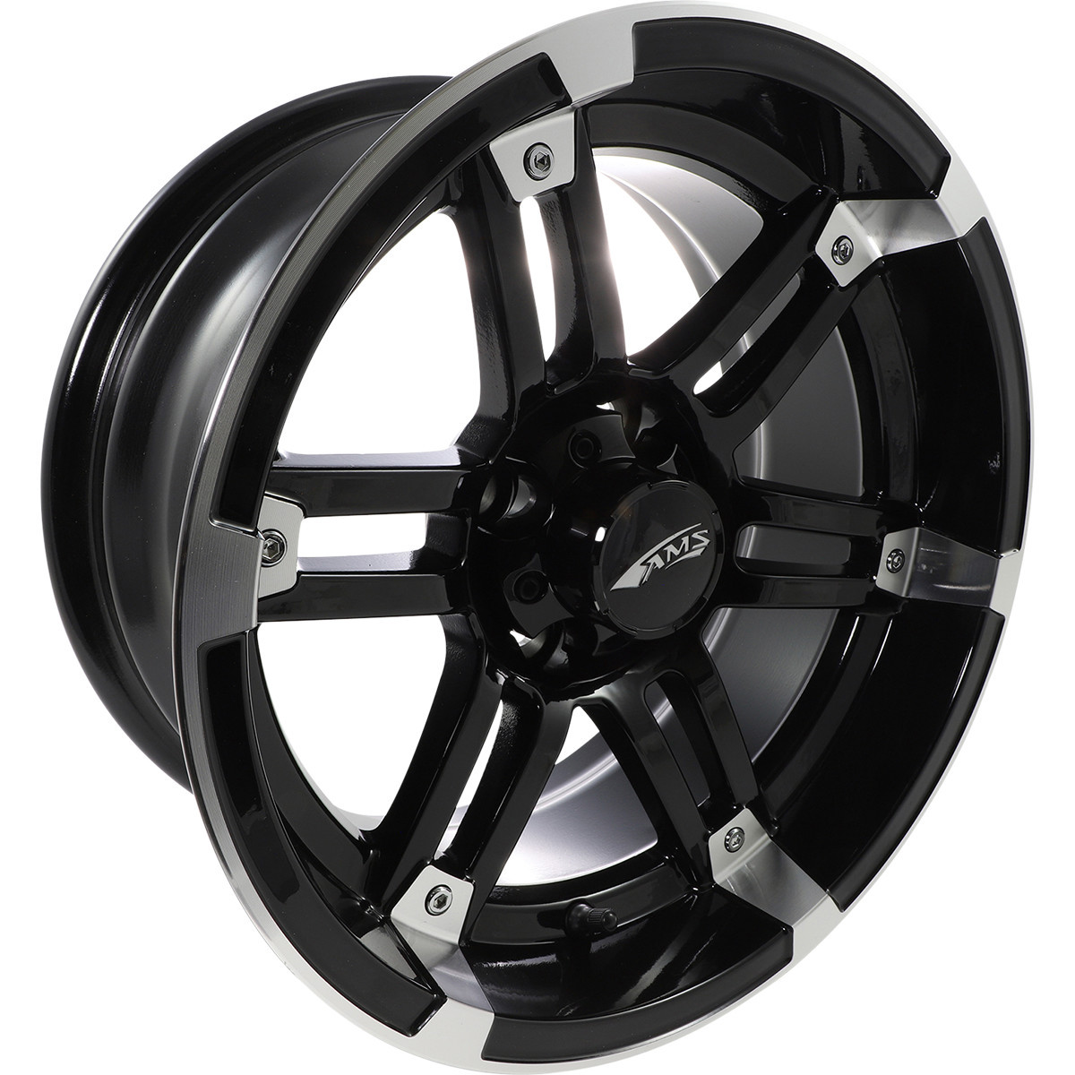 AMS #0230-0760 - Wheel - Roll'n 104 - Rear - Machined Black - 14x7 - 4/4 - 3+4