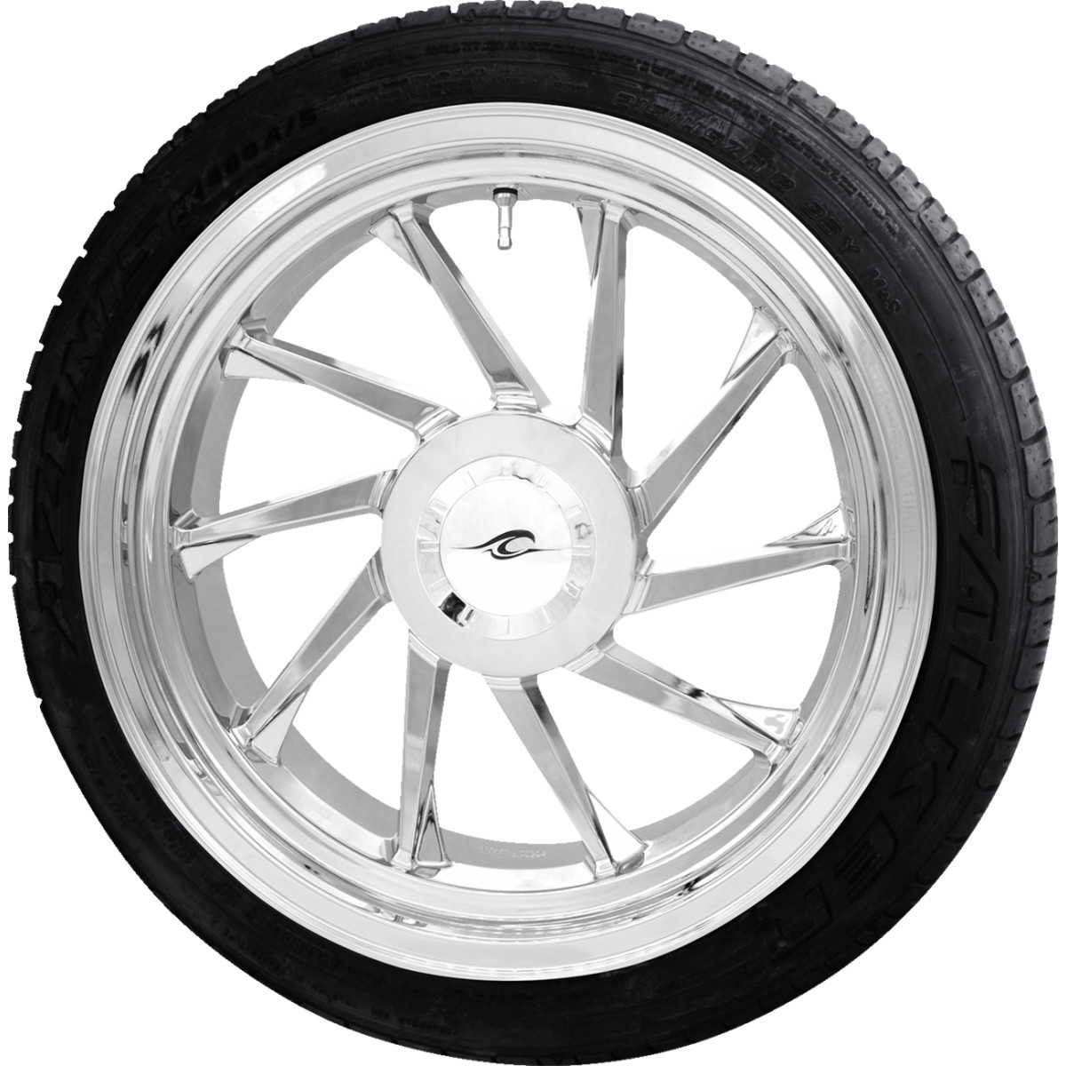 Coastal Moto #PKG-HURR-187T-CH - Hurricane 3D Rear Right Wheel - Chrome (18") | Falken Tire (215/45ZR18)