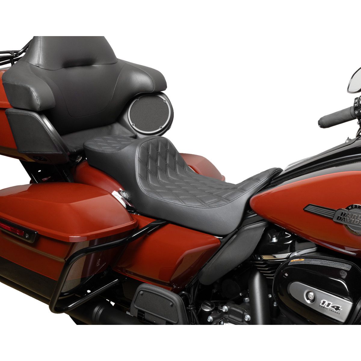 Drag Specialties Seats - Predator III Seat - Extended Reach - Double Diamond - Black - FLH/FLT '08-'24