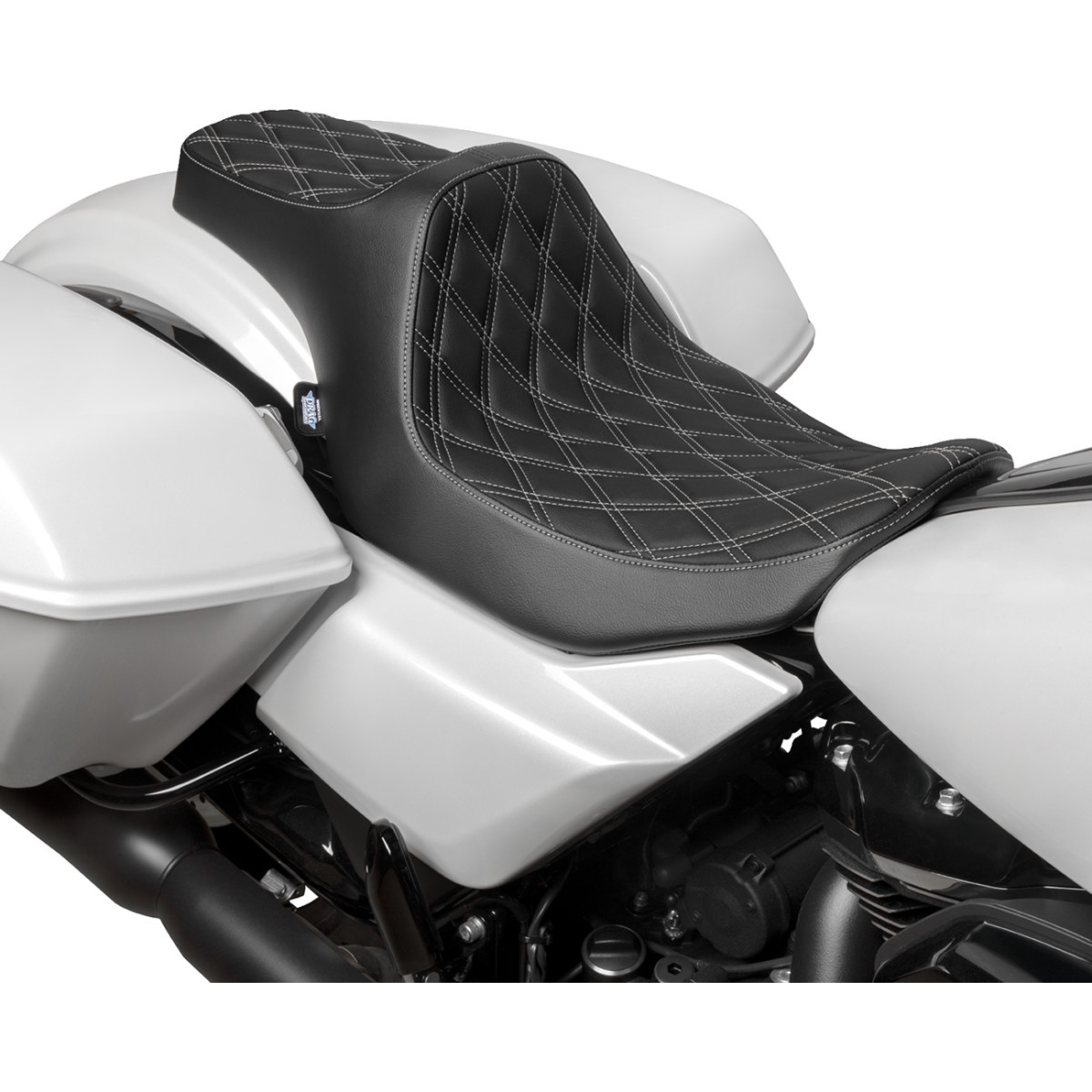 Drag Specialties Seats - Predator III Seat - Double Diamond - Silver Stitched - FLT/FLH '23-'24