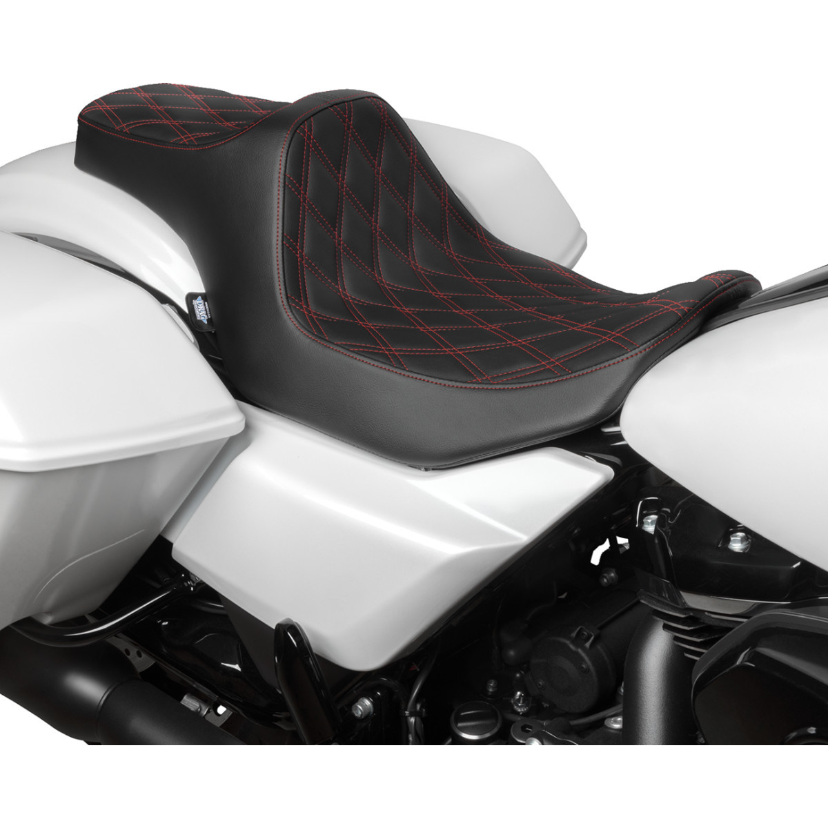 Drag Specialties Seats - Predator III Seat - Double Diamond - Red Stitched - FLT/FLH '23-'24