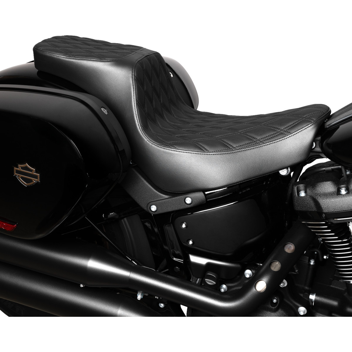 Drag Specialties Seats - Predator 2-Up Seat - Vinyl - Double Diamond - Black Stitching - FLSB/FXLRS '18-'24