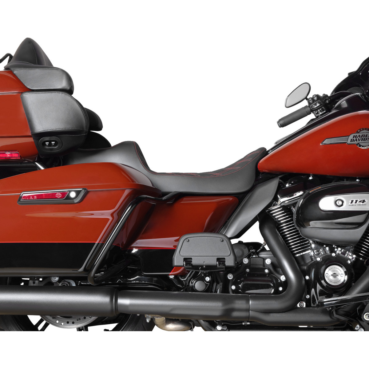 Drag Specialties Seats - Predator III Seat - Extended Reach - Double Diamnd - Red Stitching - FLH/FLT '08-'24