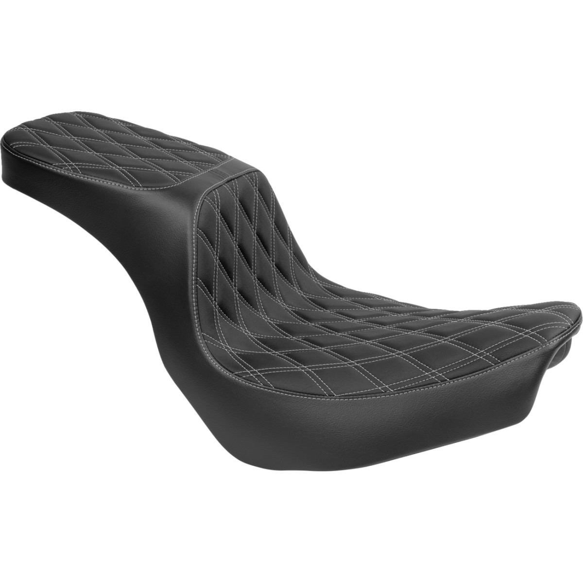 Drag Specialties Seats - Predator 2-Up Seat - Vinyl - Double Diamond - Silver Stitching - FLSB/FXLRS '18-'24