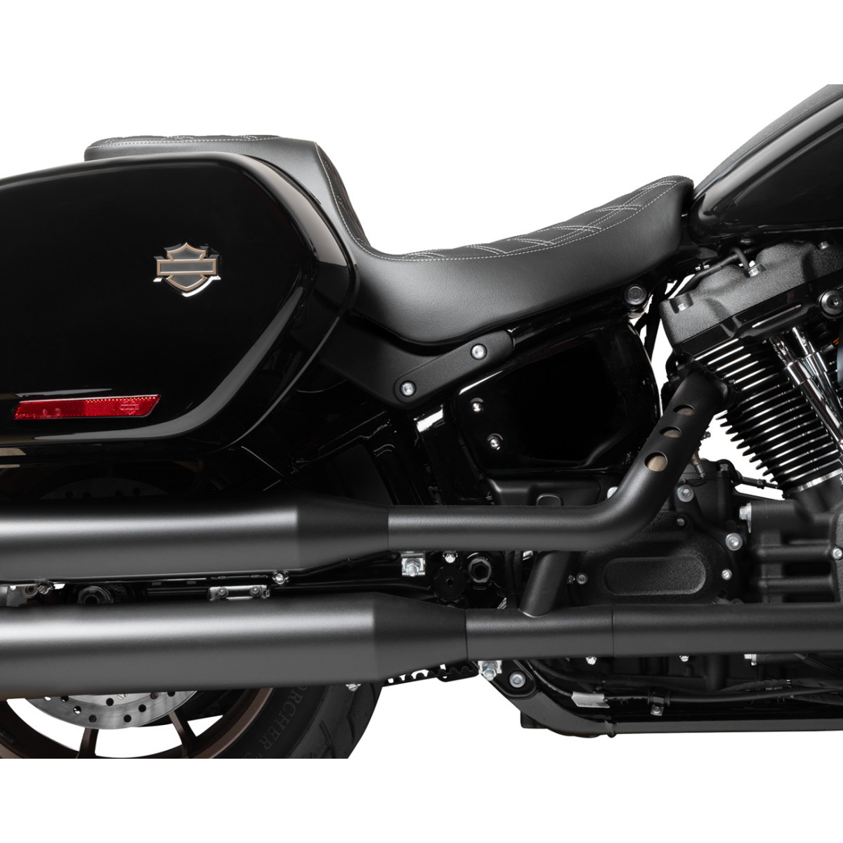 Drag Specialties Seats - Predator 2-Up Seat - Vinyl - Double Diamond - Silver Stitching - FLSB/FXLRS '18-'24