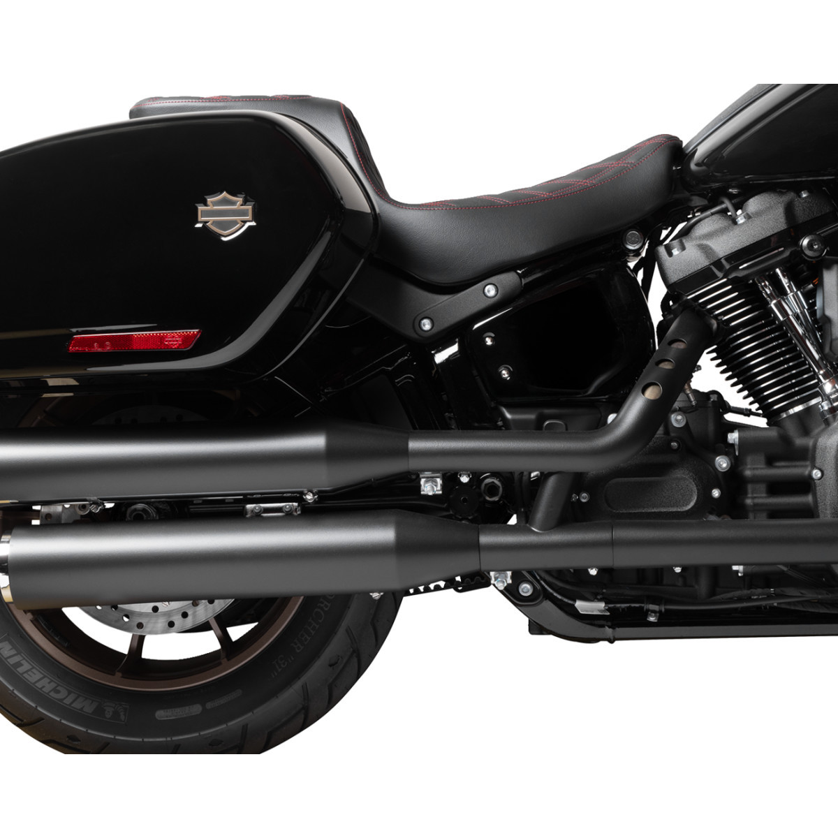Drag Specialties Seats - Predator 2-Up Seat - Vinyl - Double Diamond - Red Stitching - FLSB/FXLRS '18-'24