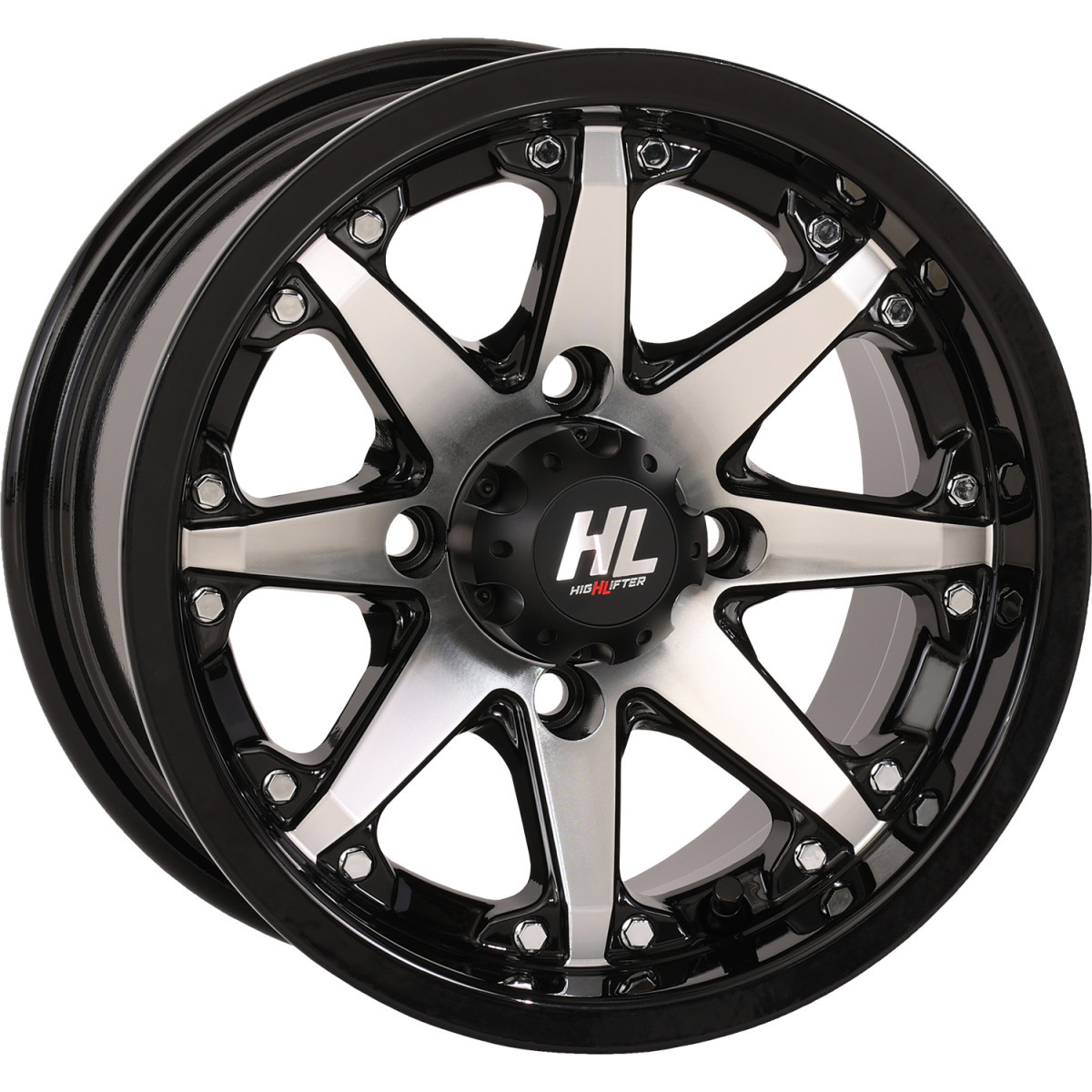 High Lifter #12HL10-1111 - Wheel - HL10 - Rear - Gloss Black w/Machined - 12x7 - 4/110 - 2+5 (-47 mm)