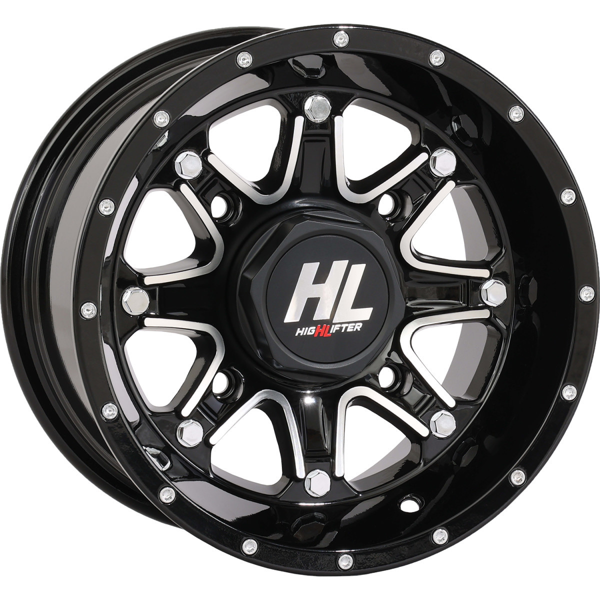 High Lifter #12HL04-1156 - Wheel - HL4 - Front/Rear - Gloss Black w/Machined - 12x7 - 4/156 - 4+3 (+10 mm)