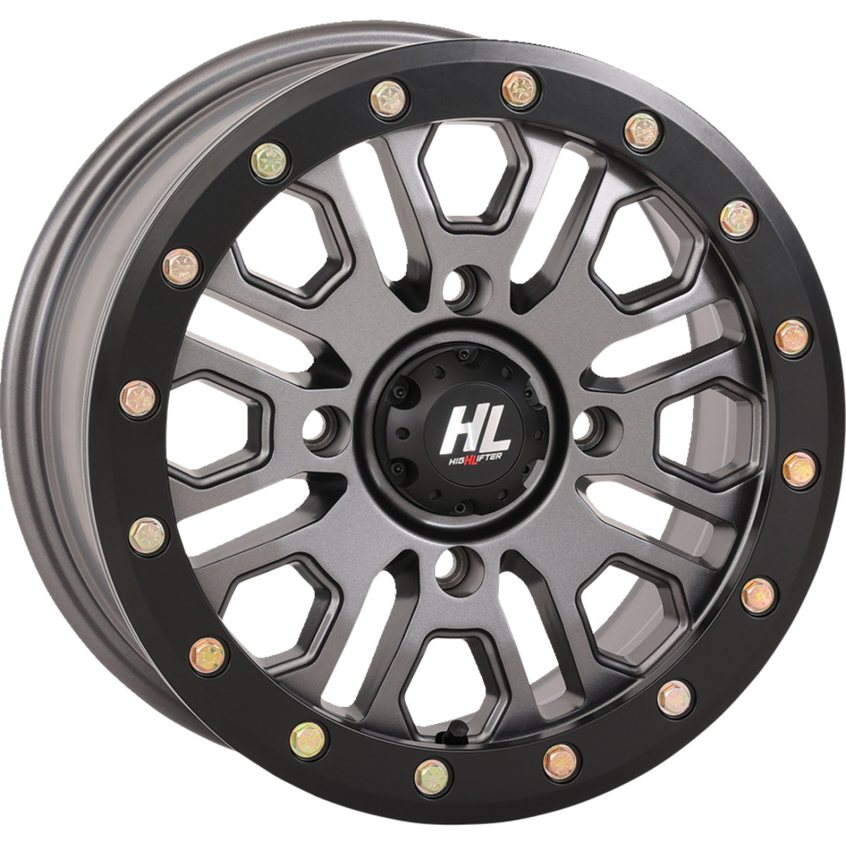 High Lifter #14HL23-1537 - Wheel - HL23 Beadlock - Front/Rear - Gun Metal Gray - 14x7 - 4/137 - 5+2 (+38 mm)