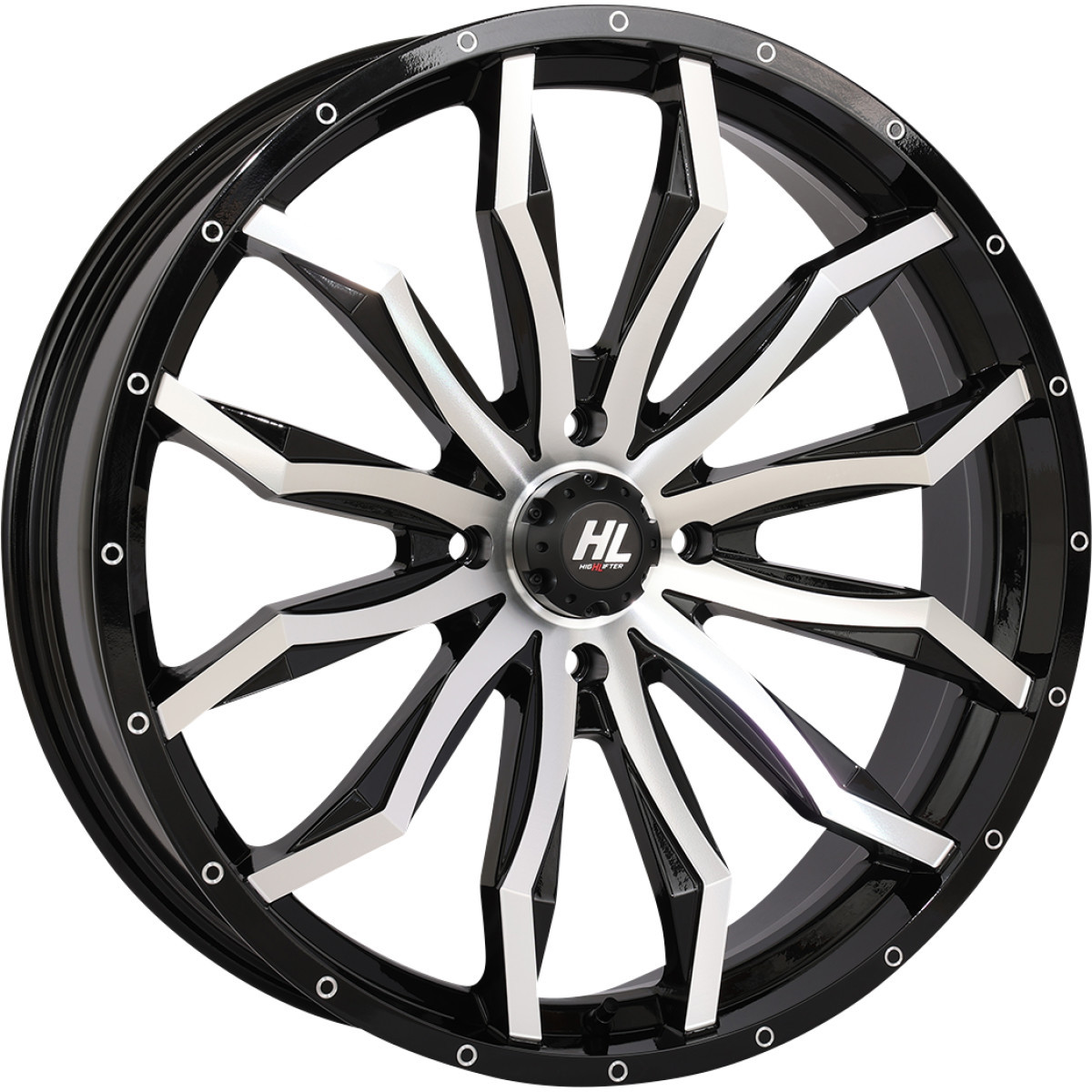 High Lifter #22HL21-1145 - Wheel - HL21 - Front/Rear - Gloss Black w/Machined - 22x7 - 5/4.5 - 4+3 (+10 mm)
