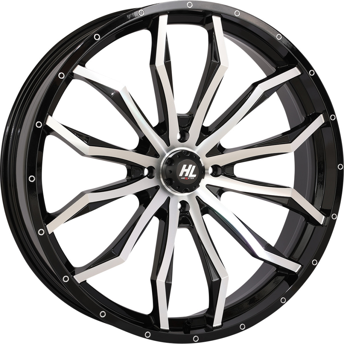 High Lifter #24HL21-1156 - Wheel - HL21 - Front/Rear - Gloss Black w/Machined - 24x7 - 4/156 - 4+3 (+10 mm)