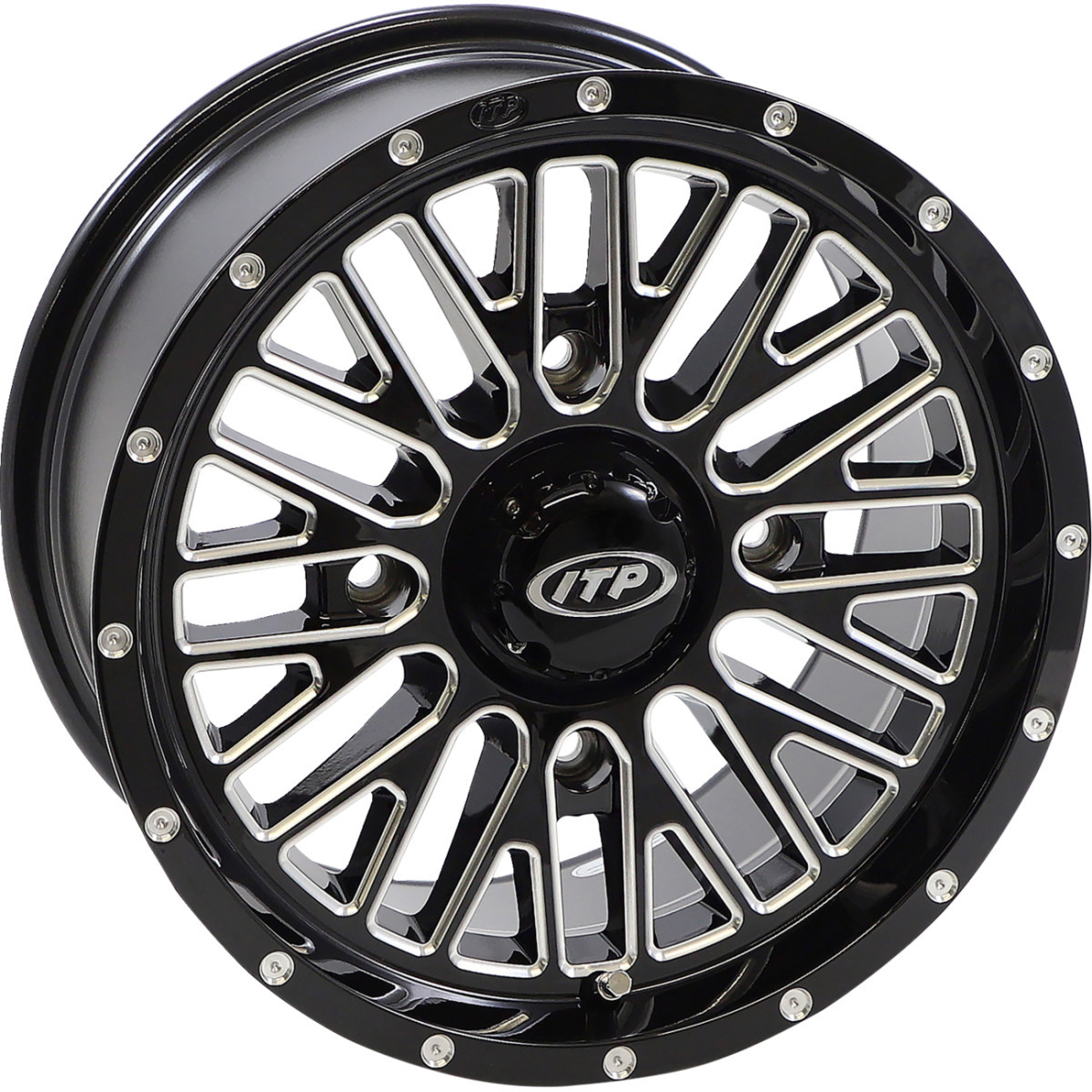 ITP #1422736731B - Wheel - Momentum - Front/Rear - Black/Milled - 14x7 - 4/156 - 5+2 (+30 mm)