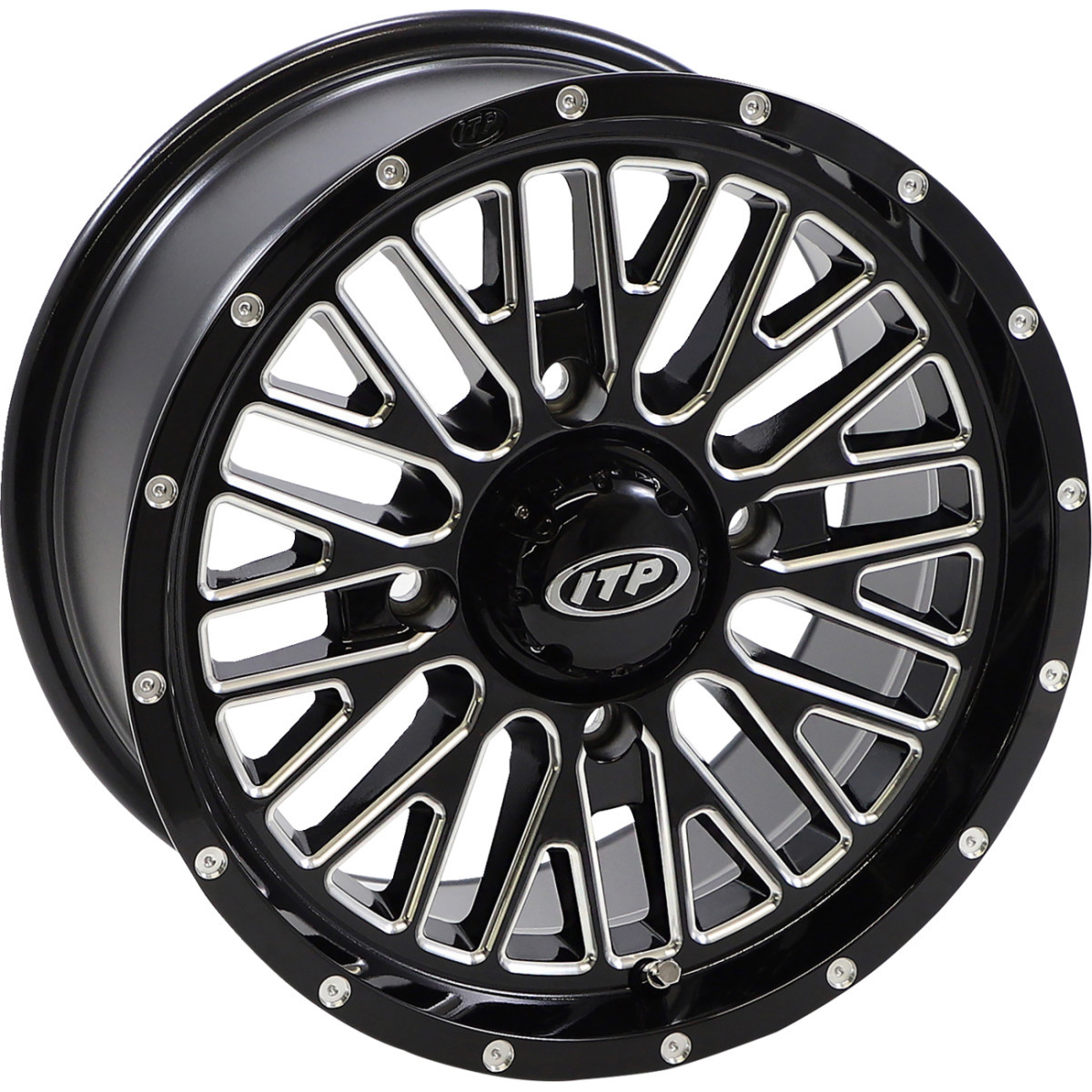 ITP #1422735731B - Wheel - Momentum - Front/Rear - Black/Milled - 14x7 - 4/137 - 5+2 (+30 mm)
