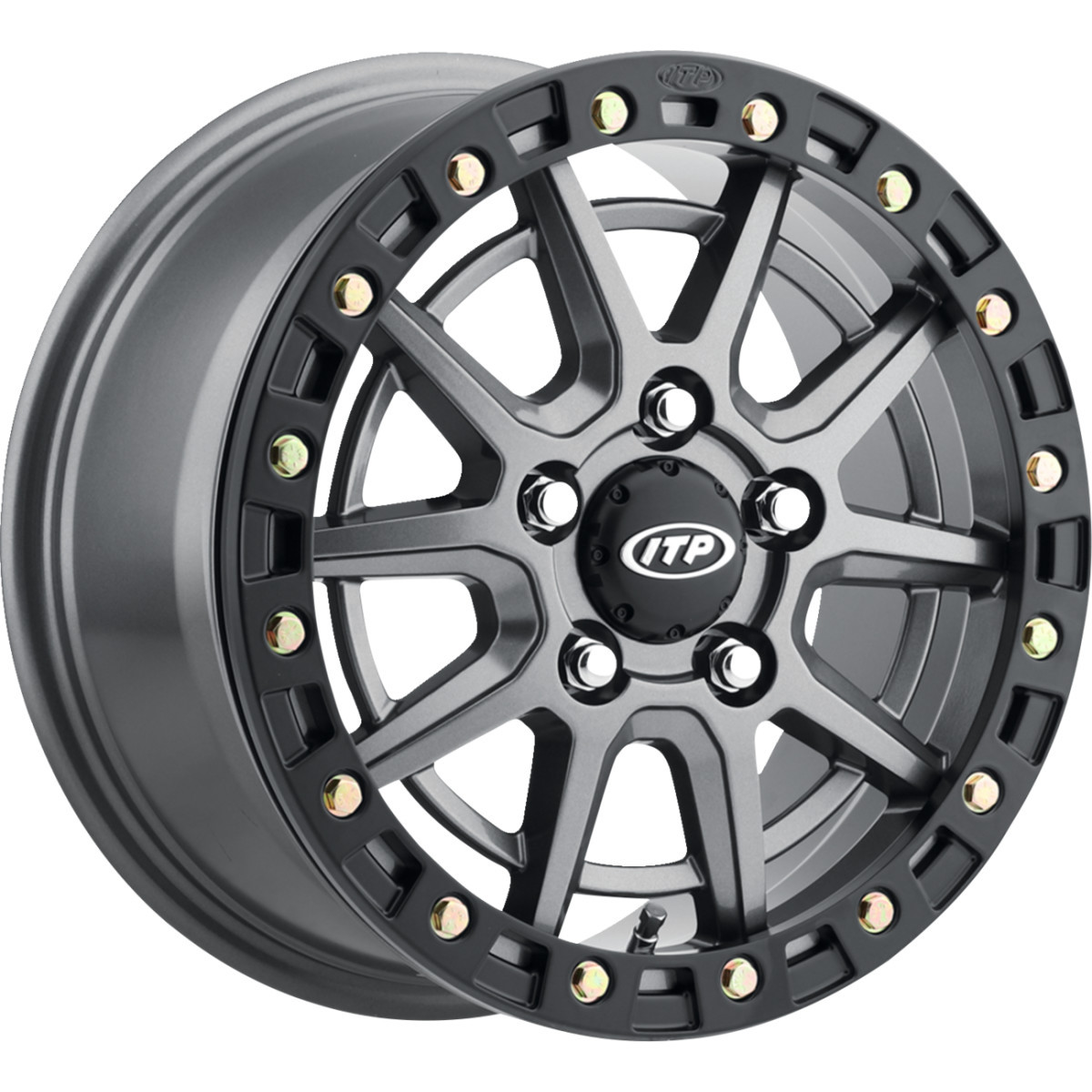 ITP #1522850708B - Wheel - SD10 Beadlock - Front/Rear - Gray w/Black Ring - 15x7 - 5/4.5 - 6+1