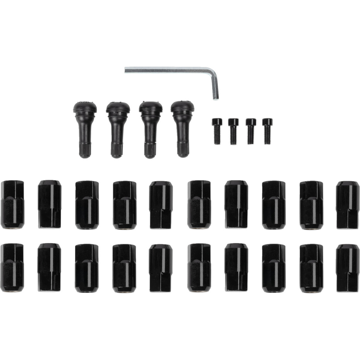 Moose Offroad - Lug Nuts with Valve Stems - 12 mm x 1.50 - Black - Flat - 20 Pack