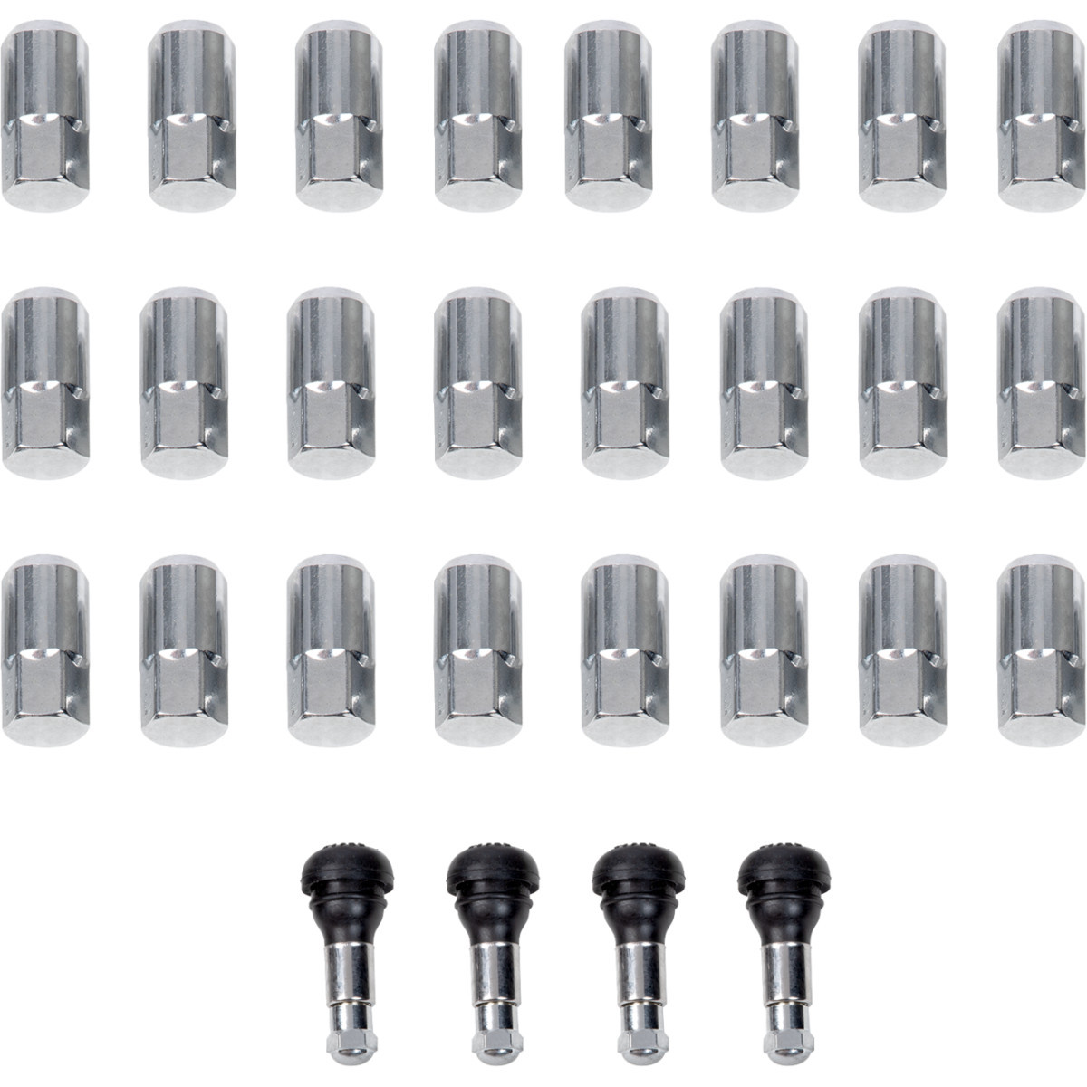 Moose Offroad - Lug Nuts with Valve Stems - 12 mm x 1.50 - Chrome - Tapered - 24 Pack