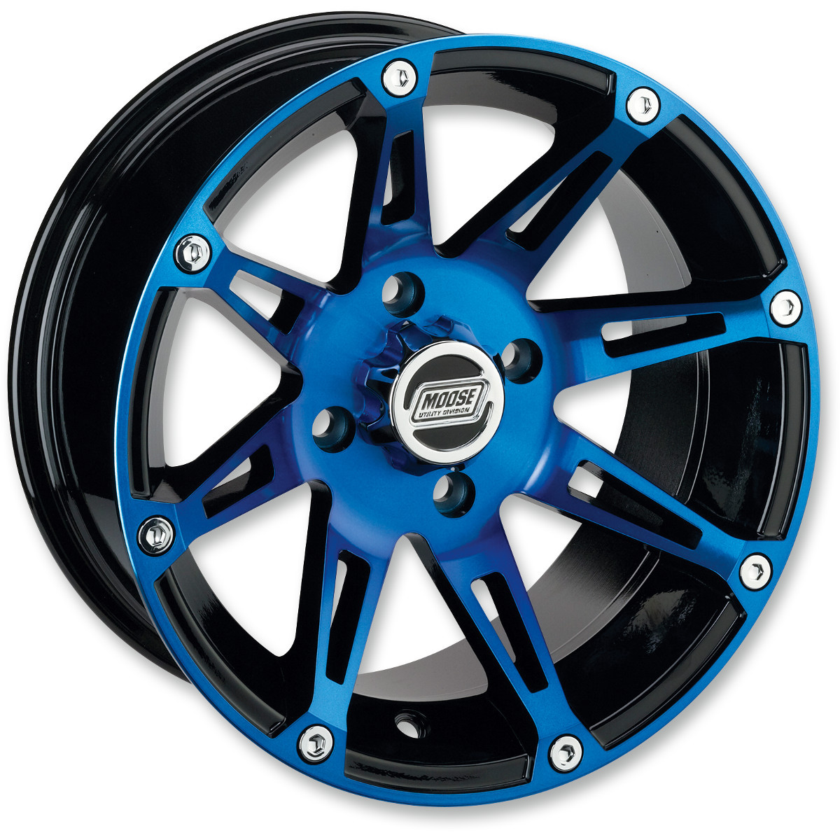 Moose Offroad - Wheel - 387X - Front - Anodized Blue/Black - 12x7 - 4/156 - 4+3