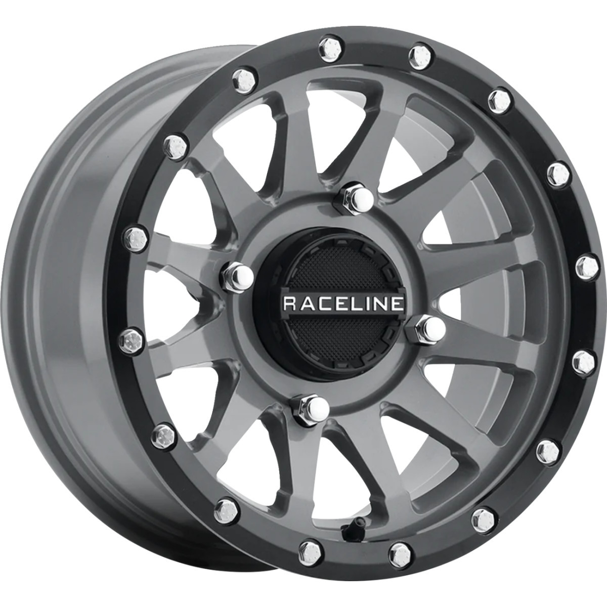 Raceline Wheels #A95SG-47011+10 - Wheel - Trophy - Simulated Beadlock - Front/Rear - Stealth Gray - 14x7 - 4/110 - 5+2 (+10 mm)