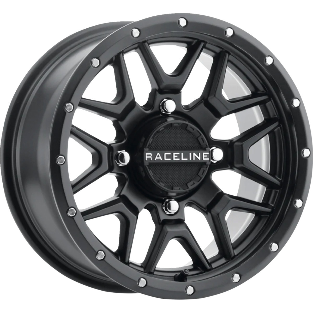 Raceline Wheels #A94B-47037+10 - Wheel - Krank - Simulated Beadlock - Front/Rear - Black - 14x7 - 4/137 - 5+2 (+10 mm)