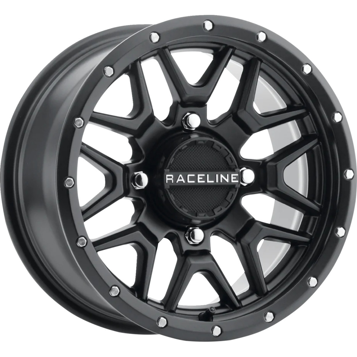 Raceline Wheels #A94B-47056+10 - Wheel - Krank - Simulated Beadlock - Front/Rear - Black - 14x7 - 4/156 - 5+2 (+10 mm)