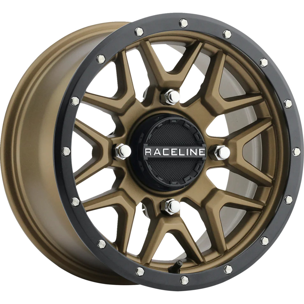 Raceline Wheels #A94BZ-57056+10 - Wheel - Krank - Simulated Beadlock - Front/Rear - Bronze - 15x7 - 4/156 - 5+2 (+10 mm)
