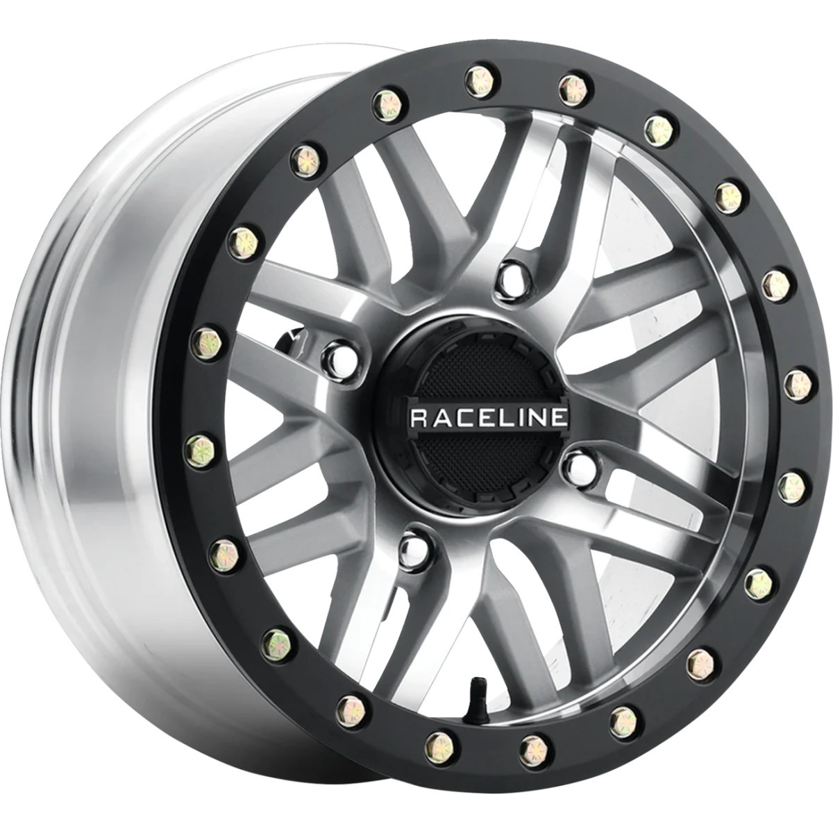 Raceline Wheels #A91MA-47037+10 - Wheel - Ryno - Beadlock - Front/Rear - Machined/with Black Ring - 14x7 - 4/137 - 5+2 (+10 mm)