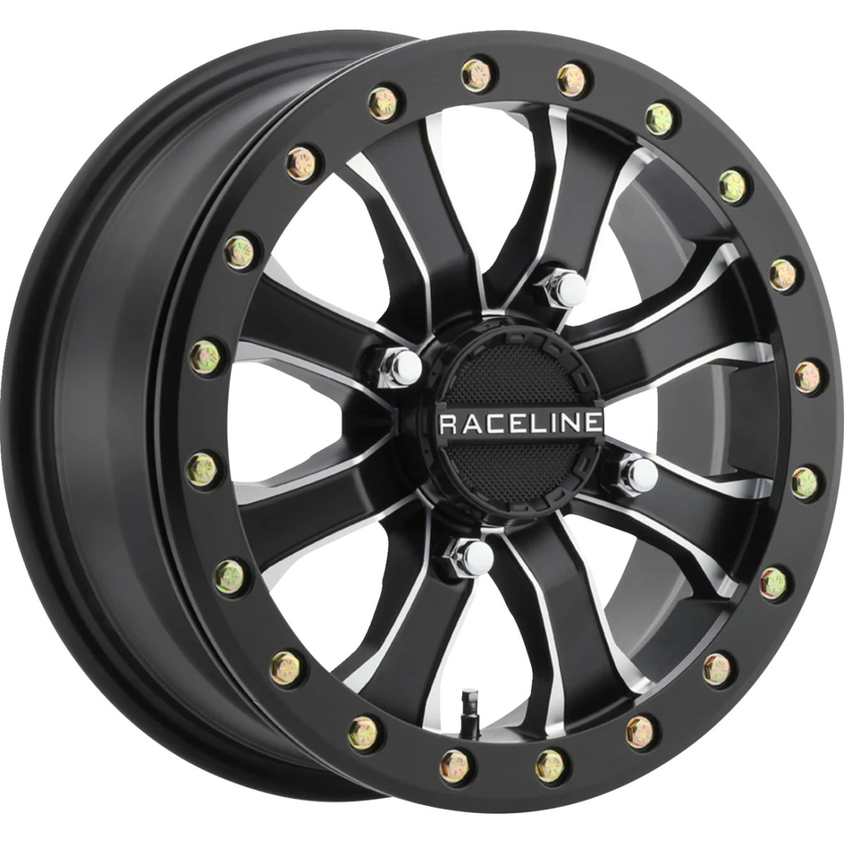 Raceline Wheels #A71MB-56056-51 - Wheel - Black Mamba - Beadlock - Front/Rear - Black/Machined - 15x6 - 4/156 - 5+1