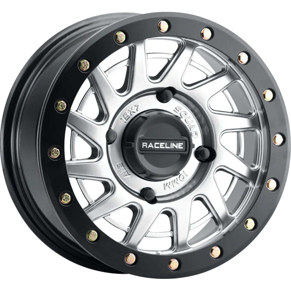 Raceline Wheels #A12SB-57056+10 - Wheel - Squad - Front/Rear - Hyper Silver/with Black Ring - 15x7 - 4/156 - 5+2 (+10 mm)