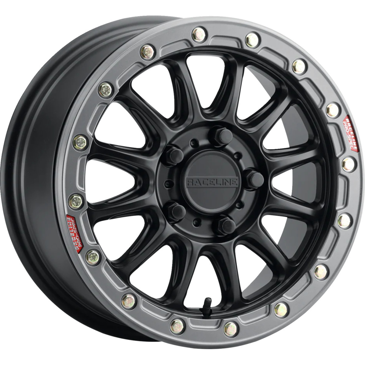 Raceline Wheels #A14BG-57012+25 - Wheel - Alpha - Front/Rear - Black/with Gun Metal Ring - 15x7 - 5/4.5 - 3+4 (+25 mm)