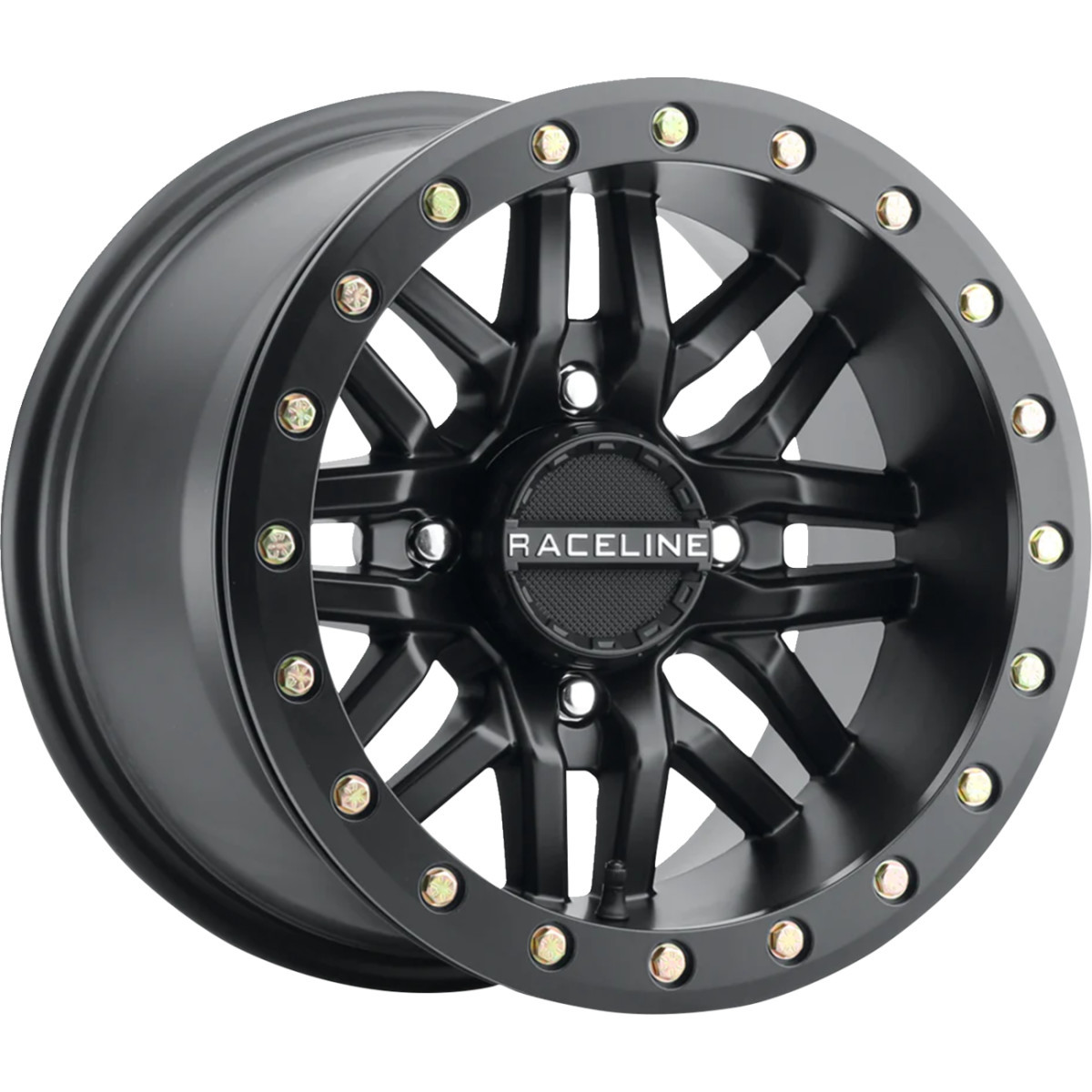 Raceline Wheels #A91B-51037-55 - Wheel - Ryno - Beadlock - Rear - Black/with Black Ring - 15x10 - 4/137 - 5+5