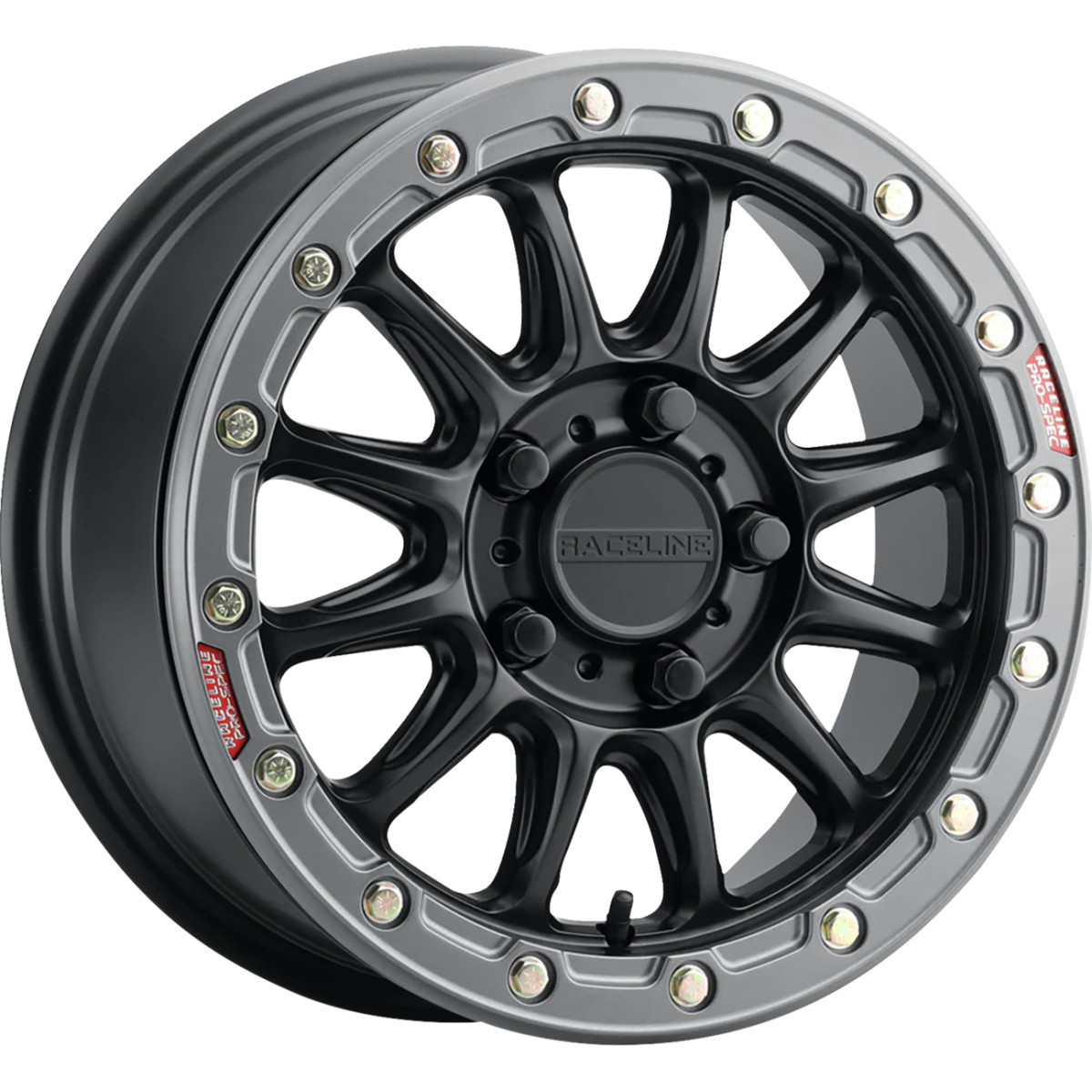 Raceline Wheels #A14BG-77037+25 - Wheel - Alpha - Front/Rear - Black/with Gun Metal Ring - 17x7 - 4/137 - +25 mm