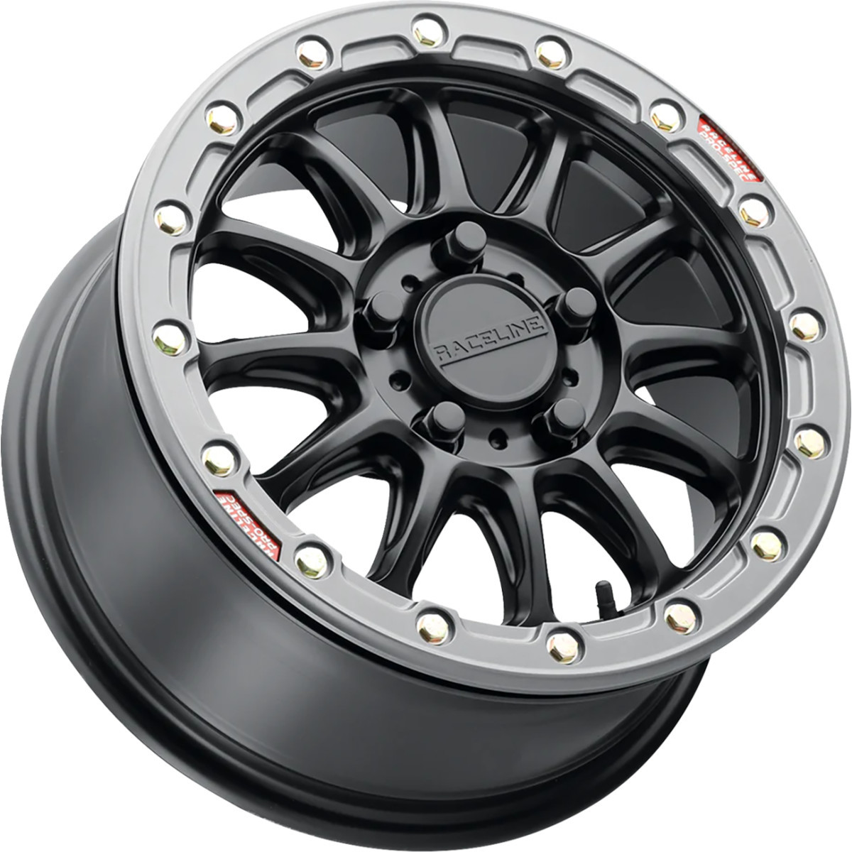 Raceline Wheels #A14BG-77037+25 - Wheel - Alpha - Front/Rear - Black/with Gun Metal Ring - 17x7 - 4/137 - +25 mm