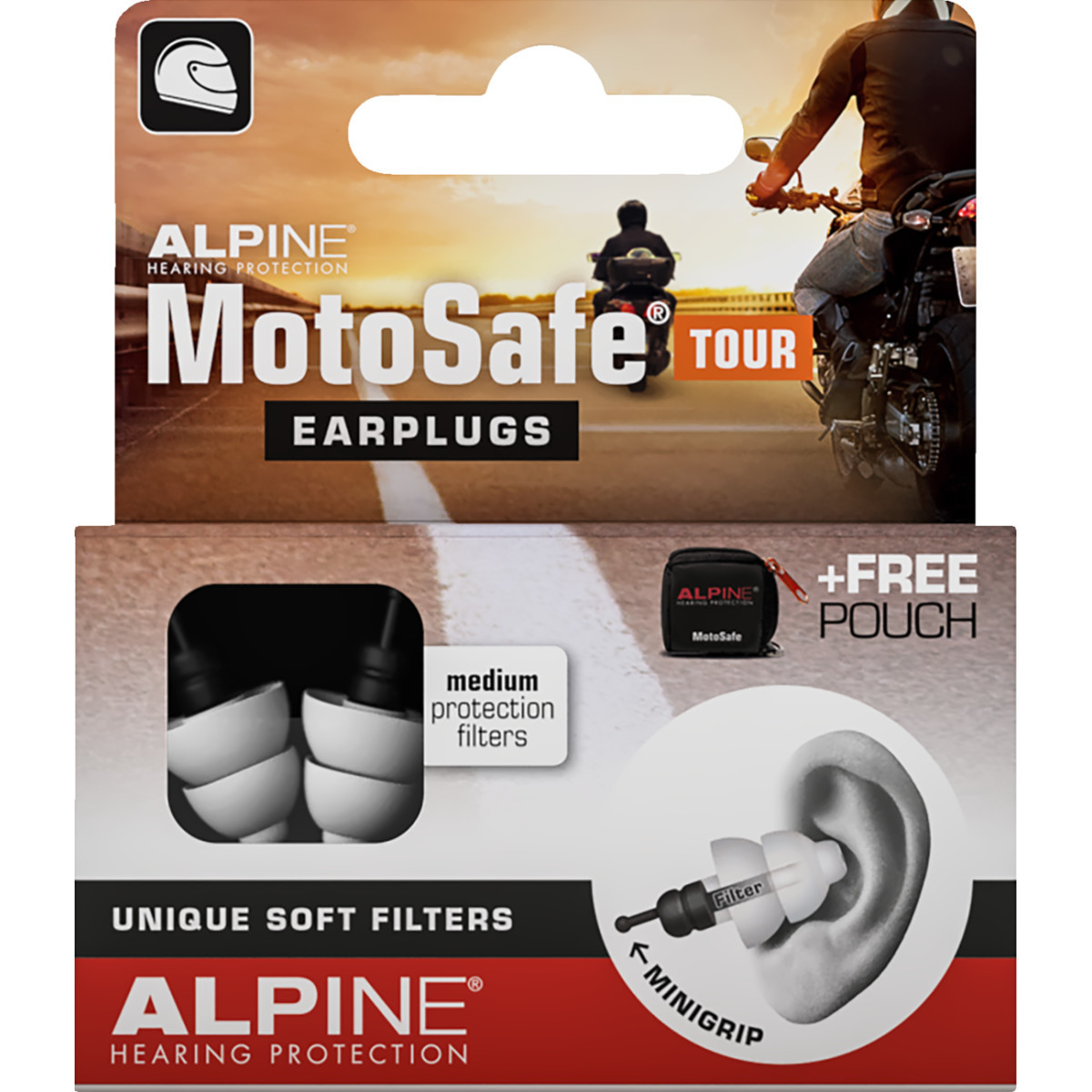 Alpine Hearing Protection #111.23.110 - MotoSafe Earplugs - Tour