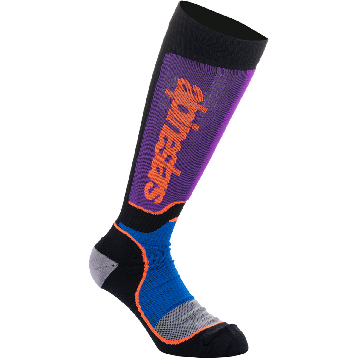 Alpinestars #4742324-1246-ML - Youth MX Plus Socks - Black/Purple/Blue/Orange - Medium/Large