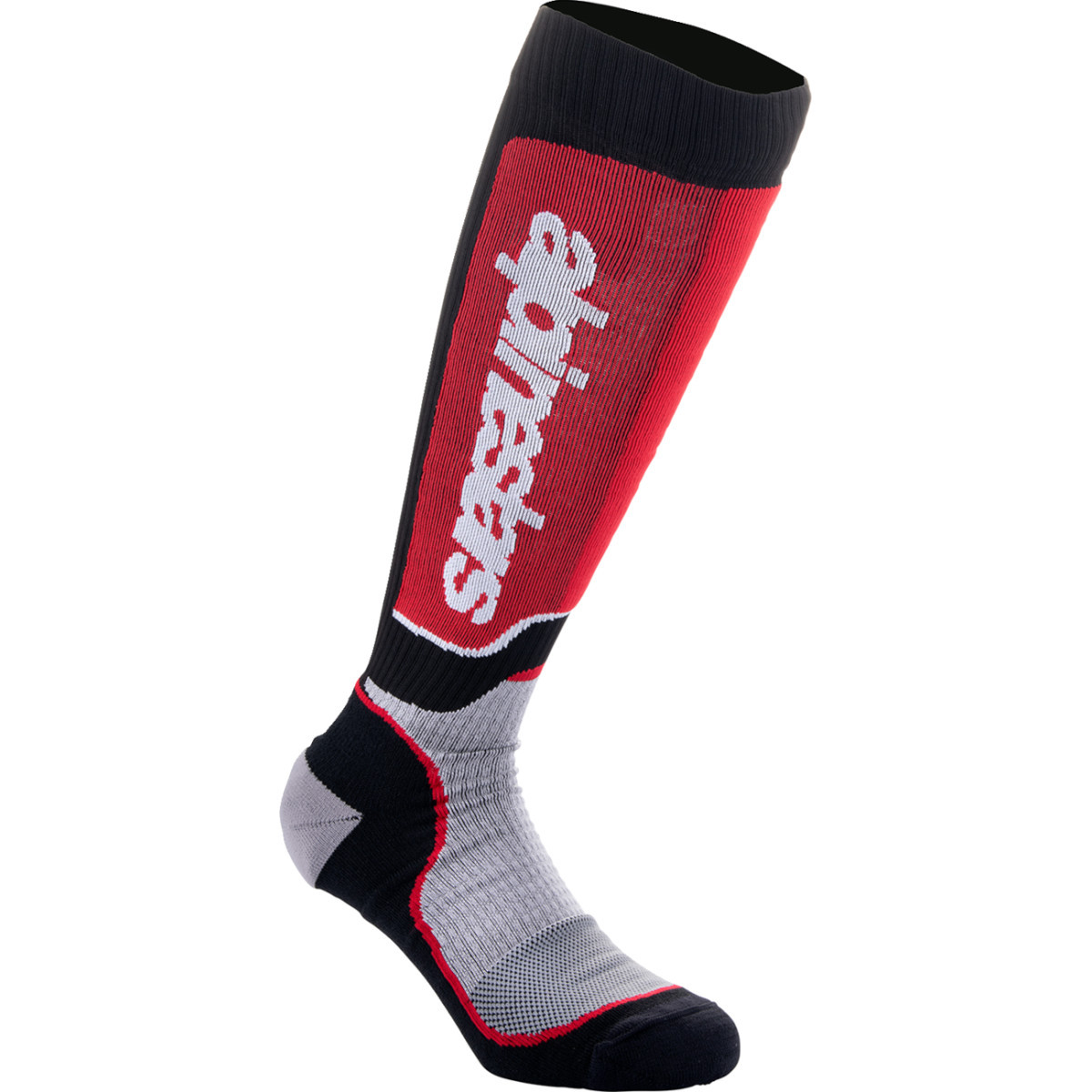 Alpinestars #4702324-1215-L - MX Plus Socks - Black/Red/Gray - Large