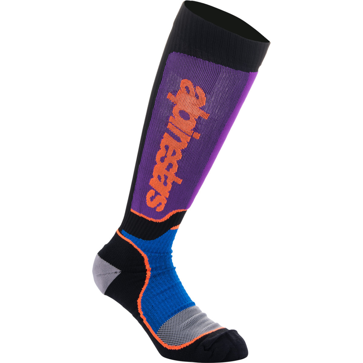 Alpinestars #4702324-1246-M - MX Plus Socks - Black/Purple/Blue/Orange - Medium