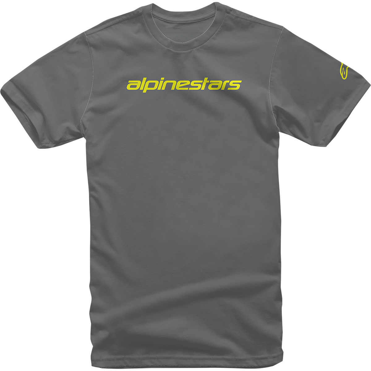 Alpinestars #1212720201852XL - Linear Wordmark T-Shirt - Charcoal/Fluorescent Yellow - XL