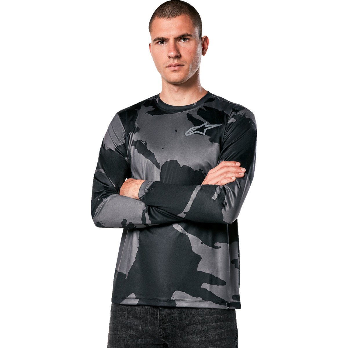Alpinestars #1214-71010-160-XL - Performance Long-Sleeve T-Shirt - Black/Camo - XL