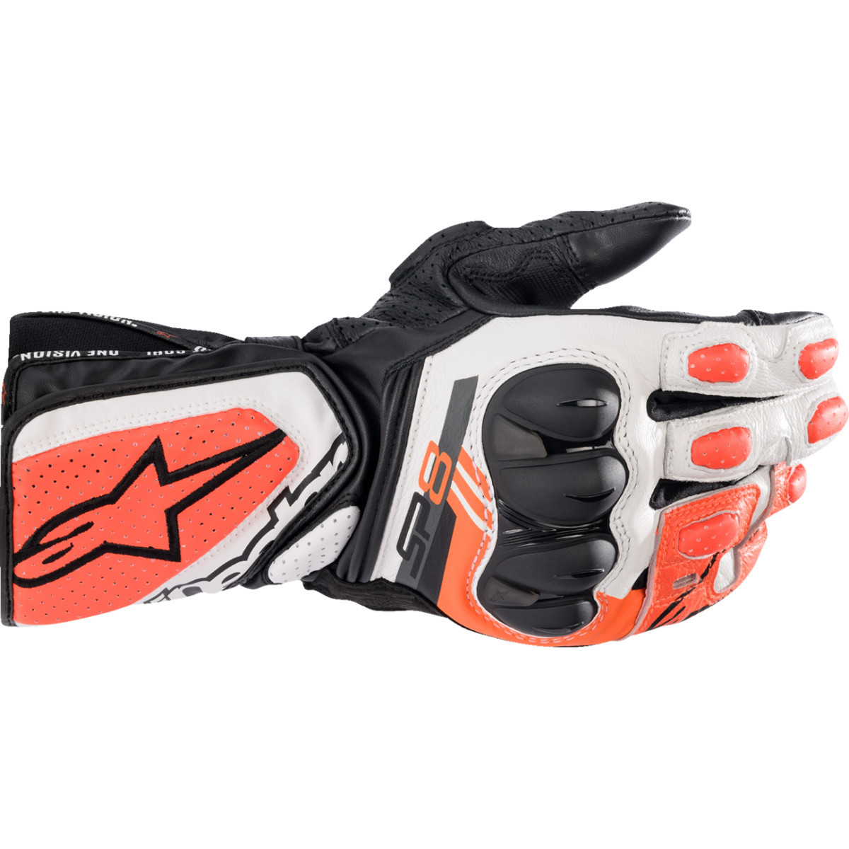 Alpinestars #3558321-1231-L - SP-8 V3 Gloves - Black/White/Fluo Red - Large