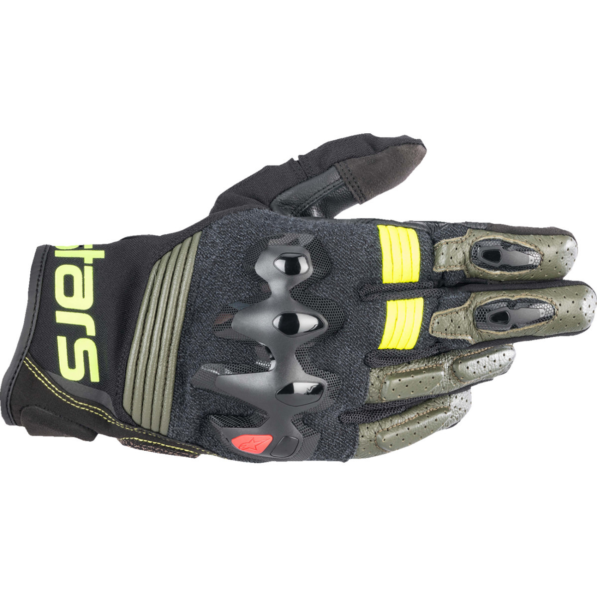 Alpinestars #3504822-6085-M - Halo Gloves - Forest Black/Fluo Yellow - Medium