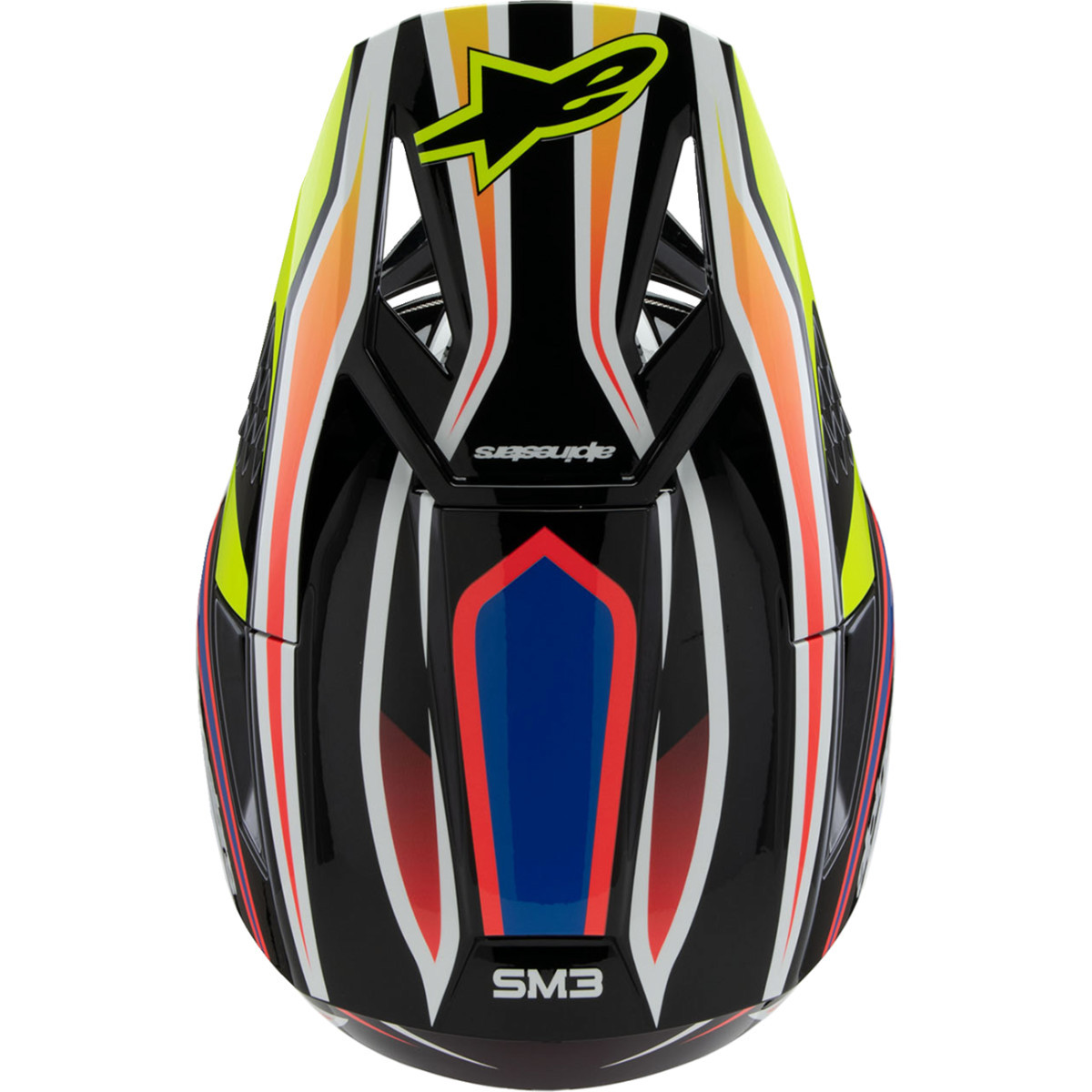 Alpinestars #8302025-1574-YM - Youth SM3 Helmet - Wurx - Gloss Black/Yellow Fluo/Blue/Red Medium