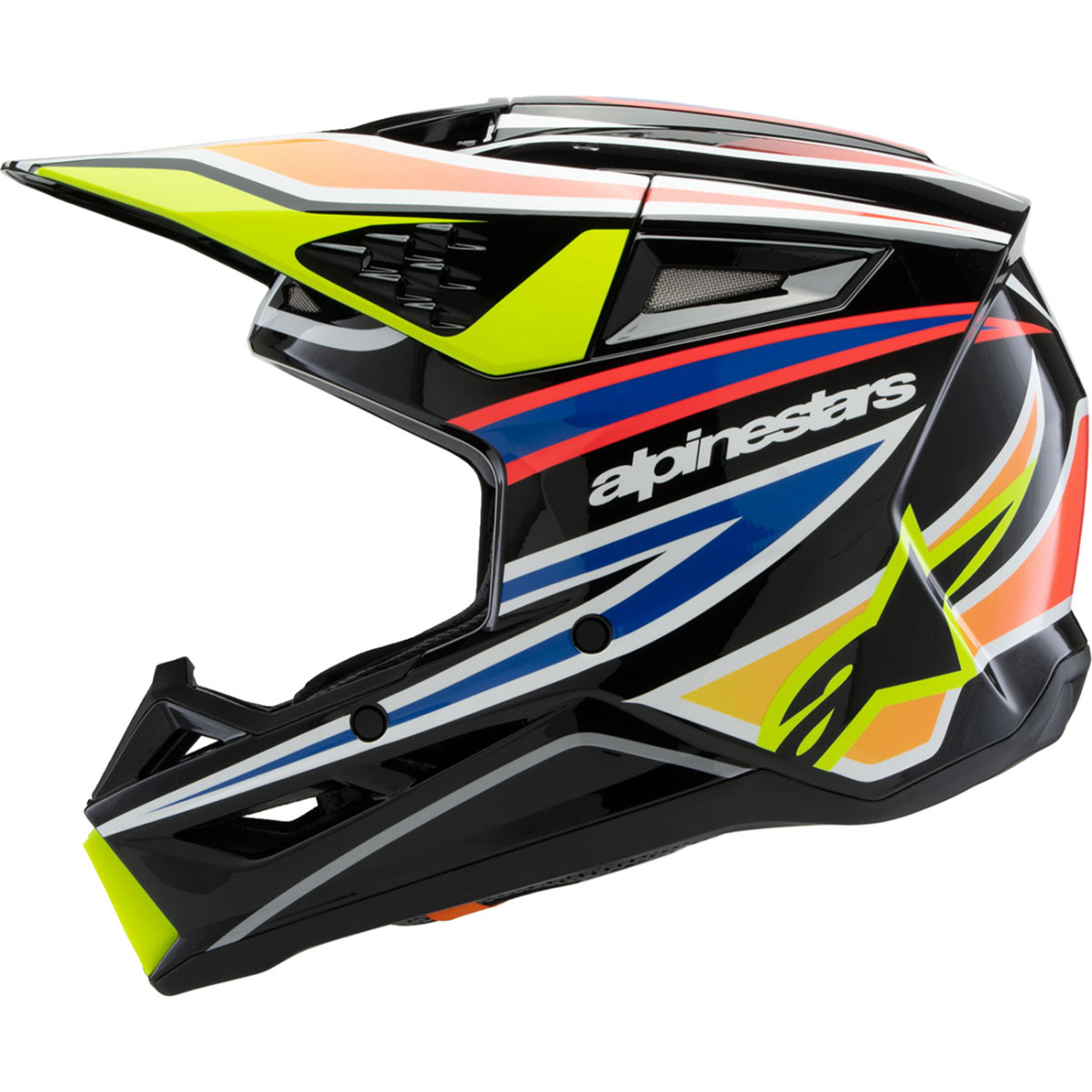Alpinestars #8302025-1574-YL - Youth SM3 Helmet - Wurx - Gloss Black/Yellow Fluo/Blue/Red Large