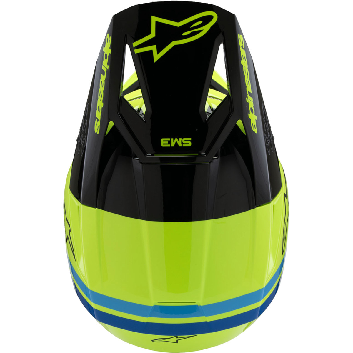 Alpinestars #8301825-5017-YM - Youth SM3 Helmet - Radium - Gloss Yellow Fluo/Black/Blue - Medium