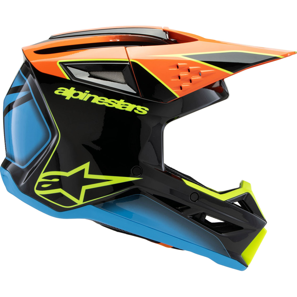 Alpinestars #8301625-1455-YS - Youth SM3 Helmet - Fray - Gloss Black/Orange/Yellow Fluo - Small