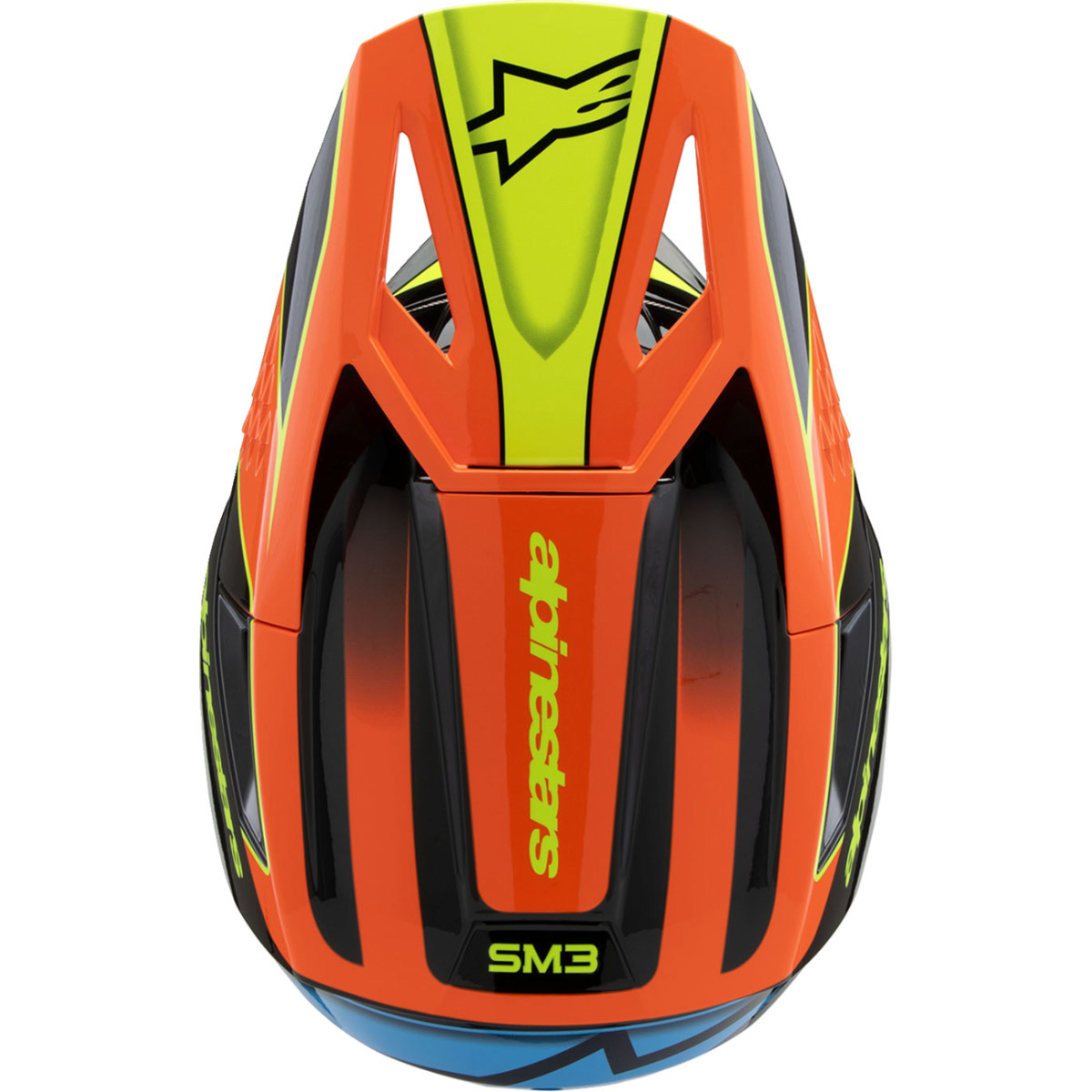 Alpinestars #8301625-1455-YS - Youth SM3 Helmet - Fray - Gloss Black/Orange/Yellow Fluo - Small
