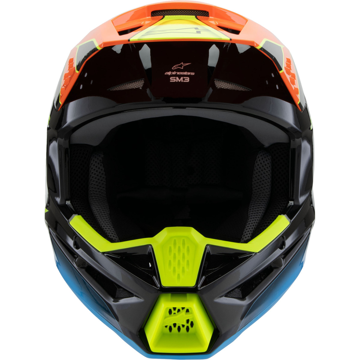 Alpinestars #8301625-1455-YL - Youth SM3 Helmet - Fray - Gloss Black/Orange/Yellow Fluo - Large