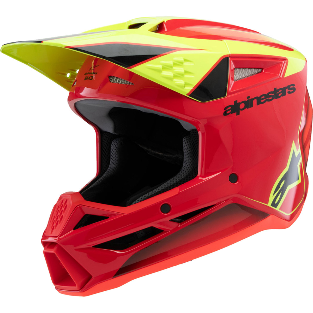 Alpinestars #8301625-3051-YM - Youth SM3 Helmet - Fray - Gloss Red/Yellow Fluo/Black - Medium